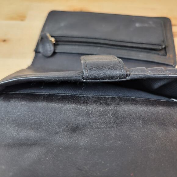 Vintage Coach Crossbody Wallet‎ Womens 6"x4" Black Envelope Leather TriFold Bag - Picture 8 of 12